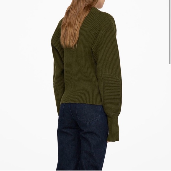 Anine Bing Aurora Crewneck Army Green Sweater NWT XS - Picture 4 of 5
